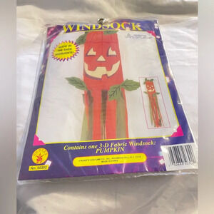 30” Halloween fabric glow in the dark highlights one  3D fabric windsock pumpkin